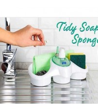 Kitchen Sponge Holder and Washing Up Liquid Soap Dispenser For Kitchen and Bathroom
